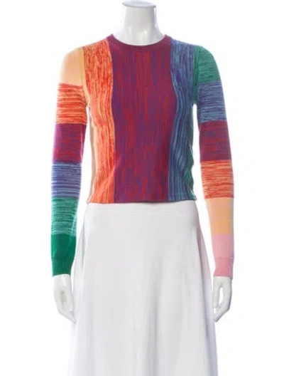 Pre-owned Alice And Olivia Wool Colorblock Pattern Sweater In Red
