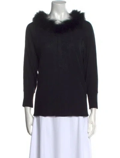 Pre-owned Alice And Olivia Wool Cowl Neck Sweater In Black