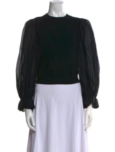Pre-owned Alice And Olivia Wool Crew Neck Blouse In Black