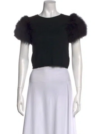 Pre-owned Alice And Olivia Wool Crew Neck Crop Top In Black