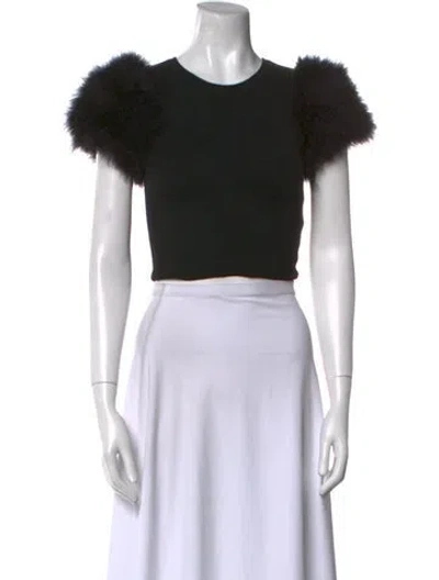 Pre-owned Alice And Olivia Wool Crew Neck Crop Top In Black