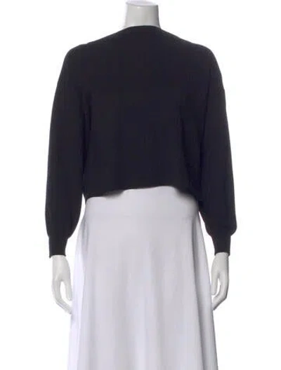 Pre-owned Alice And Olivia Wool Crew Neck Crop Top In Black