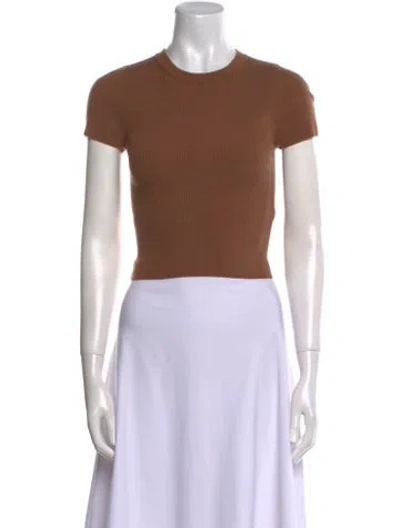 Pre-owned Alice And Olivia Wool Crew Neck Crop Top In Brown