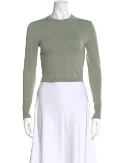 Pre-owned Alice And Olivia Wool Crew Neck Crop Top In Green
