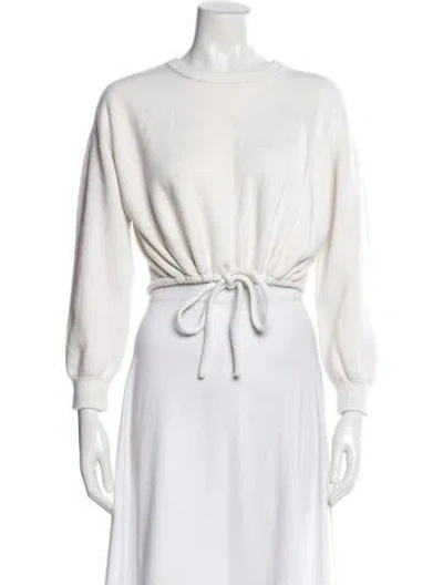 Pre-owned Alice And Olivia Wool Crew Neck Crop Top In Neutral