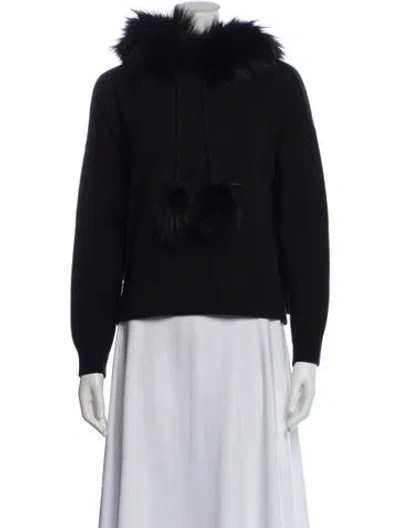 Pre-owned Alice And Olivia Wool Crew Neck Hoodie In Black