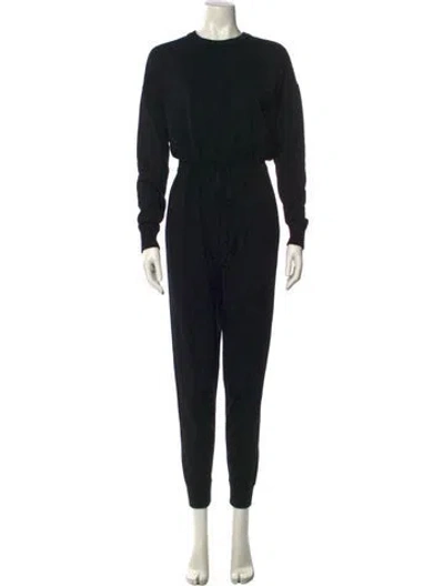 Pre-owned Alice And Olivia Wool Crew Neck Jumpsuit In Black