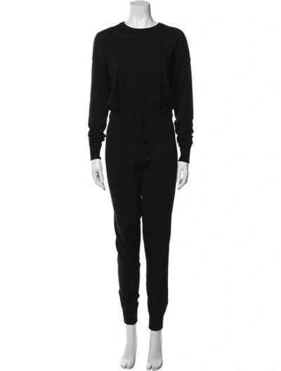 Pre-owned Alice And Olivia Wool Crew Neck Jumpsuit In Black