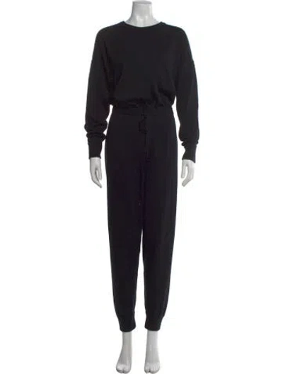 Pre-owned Alice And Olivia Wool Crew Neck Jumpsuit In Black