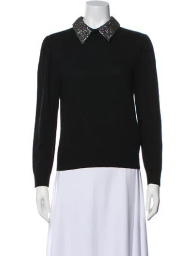 Pre-owned Alice And Olivia Wool Crew Neck Sweater In Black
