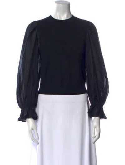 Pre-owned Alice And Olivia Wool Crew Neck Sweater In Black