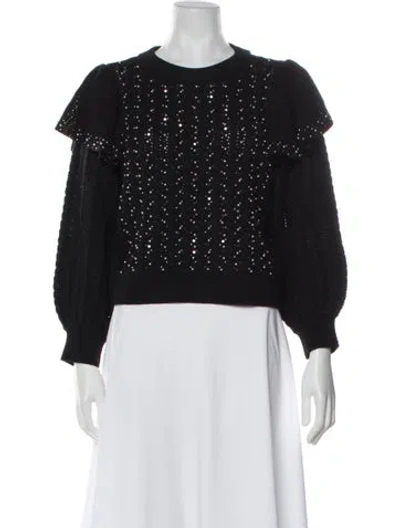 Pre-owned Alice And Olivia Wool Crew Neck Sweater In Black