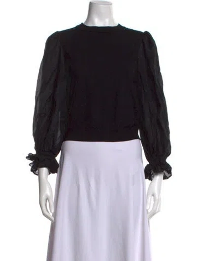 Pre-owned Alice And Olivia Wool Crew Neck Sweater In Black