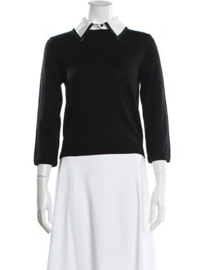 Pre-owned Alice And Olivia Wool Crew Neck Sweater In Black