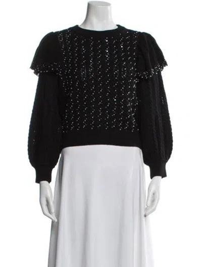 Pre-owned Alice And Olivia Wool Crew Neck Sweater In Black