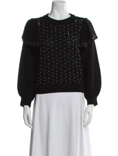Pre-owned Alice And Olivia Wool Crew Neck Sweater In Black