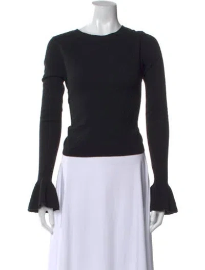 Pre-owned Alice And Olivia Wool Crew Neck Sweater In Black