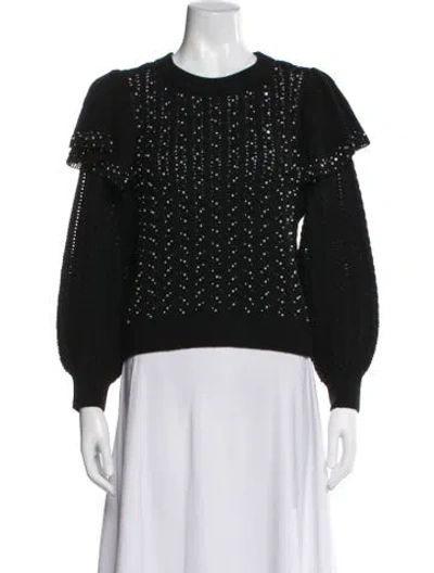 Pre-owned Alice And Olivia Wool Crew Neck Sweater In Black