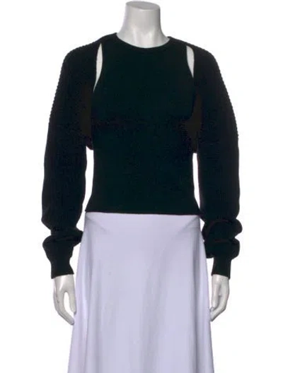 Pre-owned Alice And Olivia Wool Crew Neck Sweater In Black