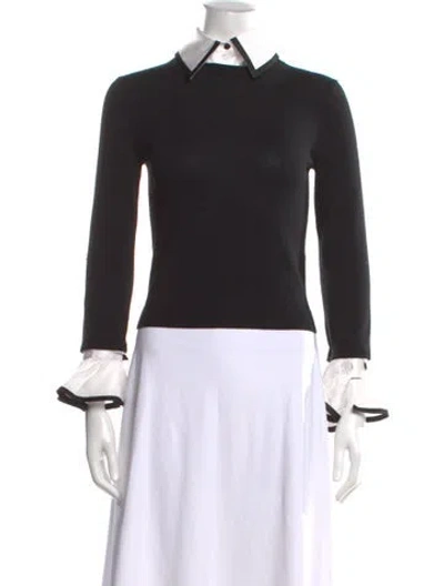 Pre-owned Alice And Olivia Wool Crew Neck Sweater In Black