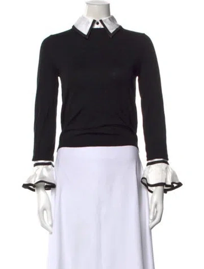 Pre-owned Alice And Olivia Wool Crew Neck Sweater In Black