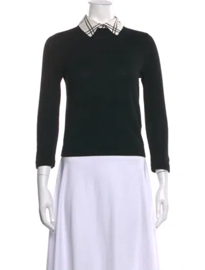 Pre-owned Alice And Olivia Wool Crew Neck Sweater In Black