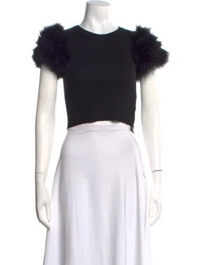 Pre-owned Alice And Olivia Wool Crew Neck Sweater In Black