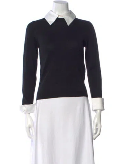 Pre-owned Alice And Olivia Wool Crew Neck Sweater In Black