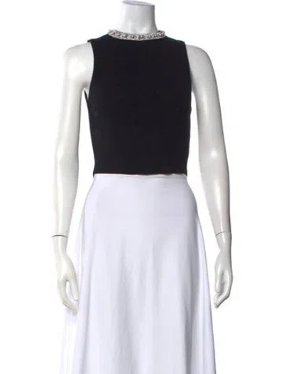 Pre-owned Alice And Olivia Wool Crew Neck Sweater In Black