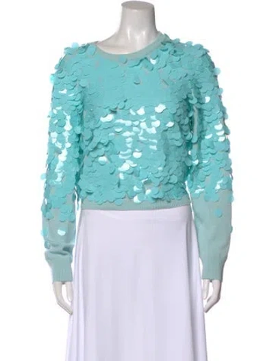 Pre-owned Alice And Olivia Wool Crew Neck Sweater In Blue