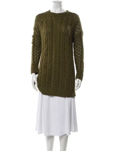 Pre-owned Alice And Olivia Wool Crew Neck Sweater In Green