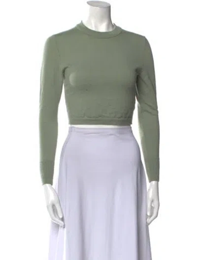 Pre-owned Alice And Olivia Wool Crew Neck Sweater In Green