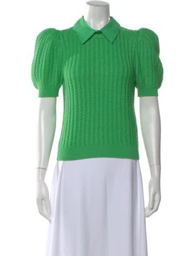 Pre-owned Alice And Olivia Wool Crew Neck Sweater In Green
