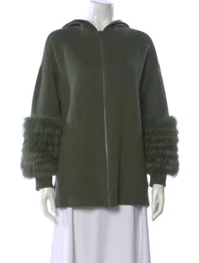 Pre-owned Alice And Olivia Wool Crew Neck Sweater In Green