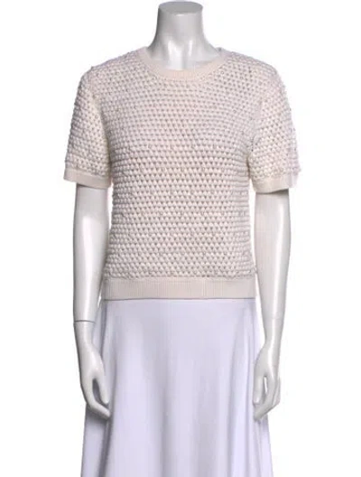 Pre-owned Alice And Olivia Wool Crew Neck Sweater In Neutral