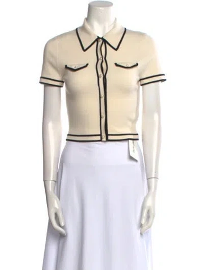 Pre-owned Alice And Olivia Wool Crew Neck Sweater In Neutral