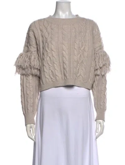 Pre-owned Alice And Olivia Wool Crew Neck Sweater In Neutral