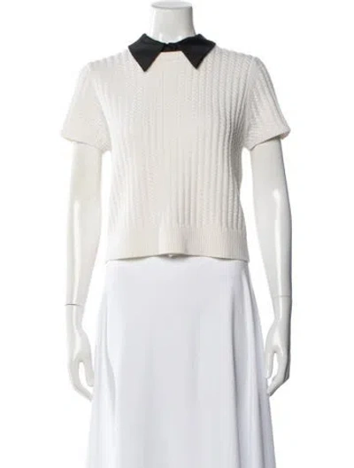 Pre-owned Alice And Olivia Wool Crew Neck Sweater In Neutral