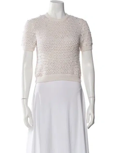 Pre-owned Alice And Olivia Wool Crew Neck Sweater In Neutral