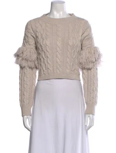 Pre-owned Alice And Olivia Wool Crew Neck Sweater In Neutral