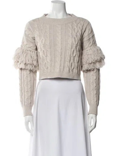Pre-owned Alice And Olivia Wool Crew Neck Sweater In Neutral