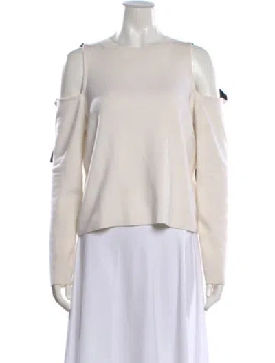 Pre-owned Alice And Olivia Wool Crew Neck Sweater In Neutral