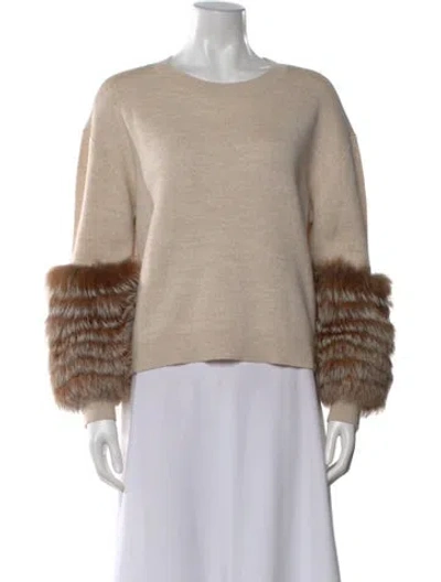 Pre-owned Alice And Olivia Wool Crew Neck Sweater In Neutral