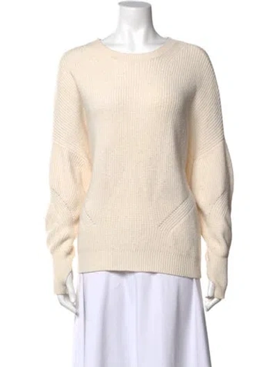 Pre-owned Alice And Olivia Wool Crew Neck Sweater In Neutral