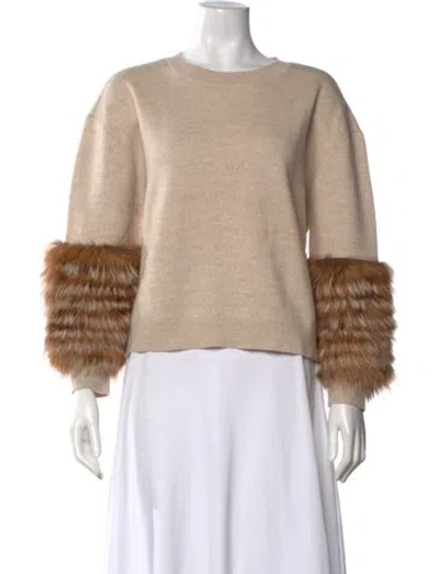 Pre-owned Alice And Olivia Wool Crew Neck Sweater In Neutral