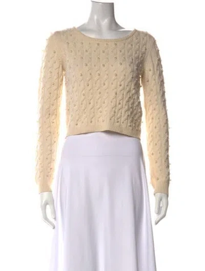 Pre-owned Alice And Olivia Wool Crew Neck Sweater In Neutral