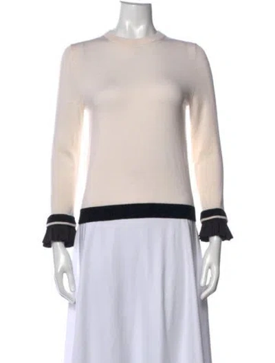 Pre-owned Alice And Olivia Wool Crew Neck Sweater In Neutral