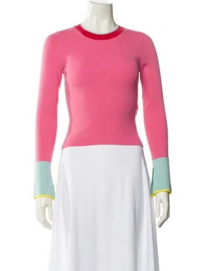 Pre-owned Alice And Olivia Wool Crew Neck Sweater In Pink