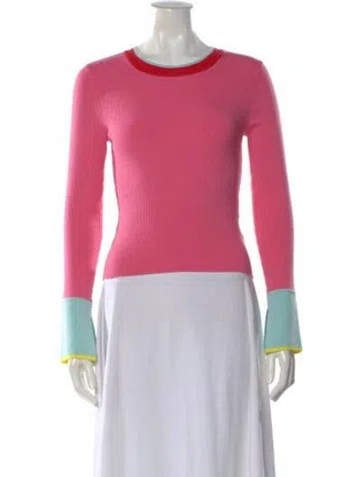 Pre-owned Alice And Olivia Wool Crew Neck Sweater In Pink