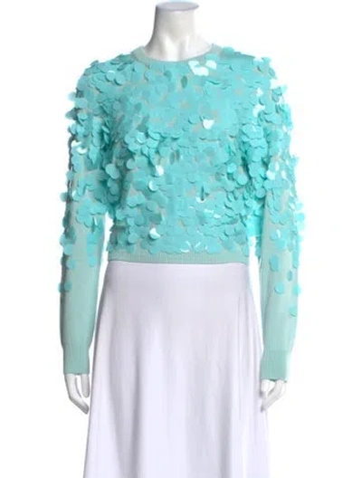 Pre-owned Alice And Olivia Wool Crew Neck Sweater W/ Tags In Blue